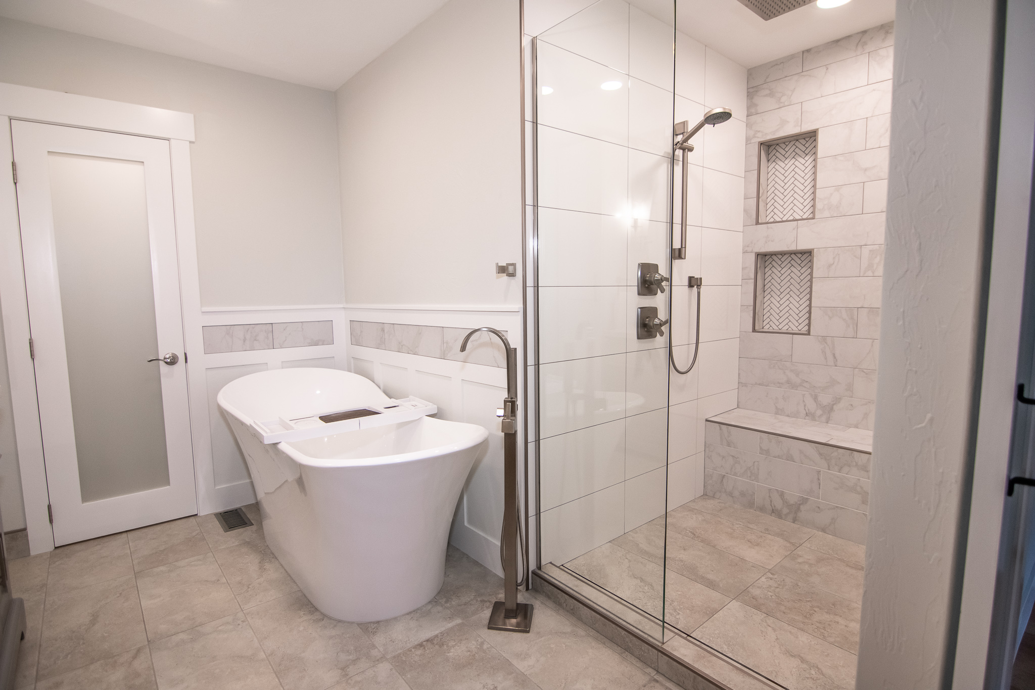 Contemporary bathroom with freestanding tub