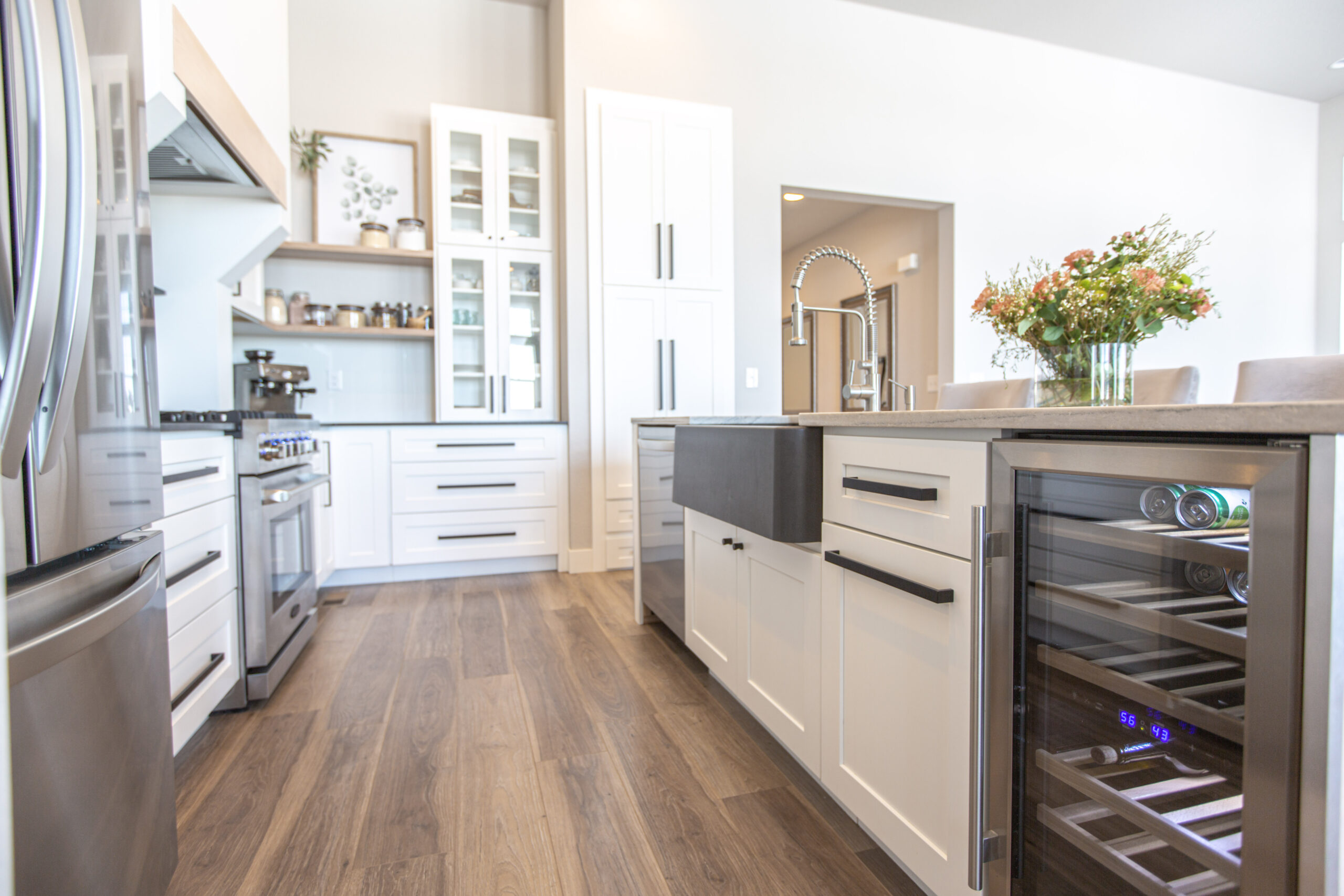 Kitchen with built-in wine cooler